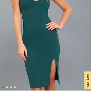 LULU's ICONIC MOMENT TEAL BLUE BODYCON MIDI DRESS